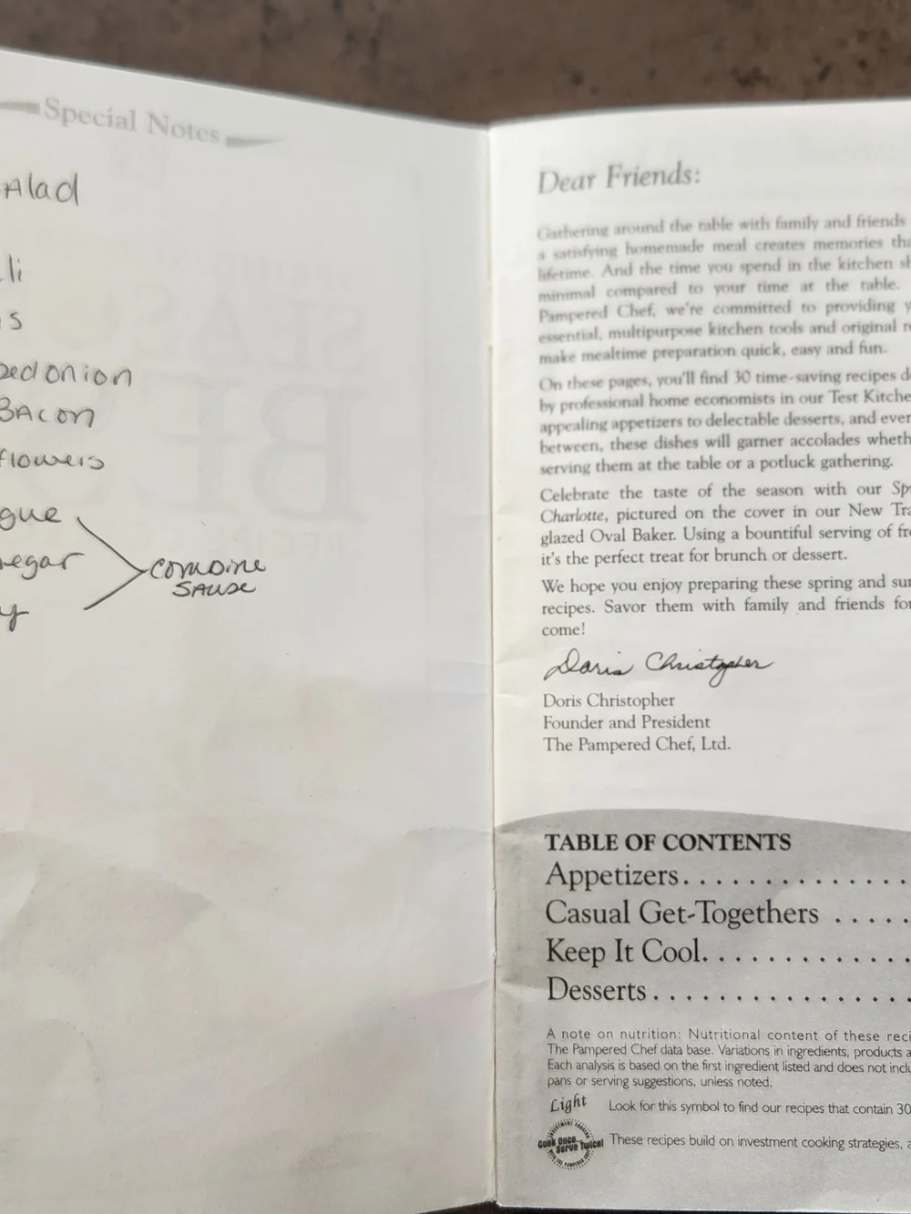 Vintage The Pampered Chef Season's Best Spring/Summer 2000 Recipe Collection